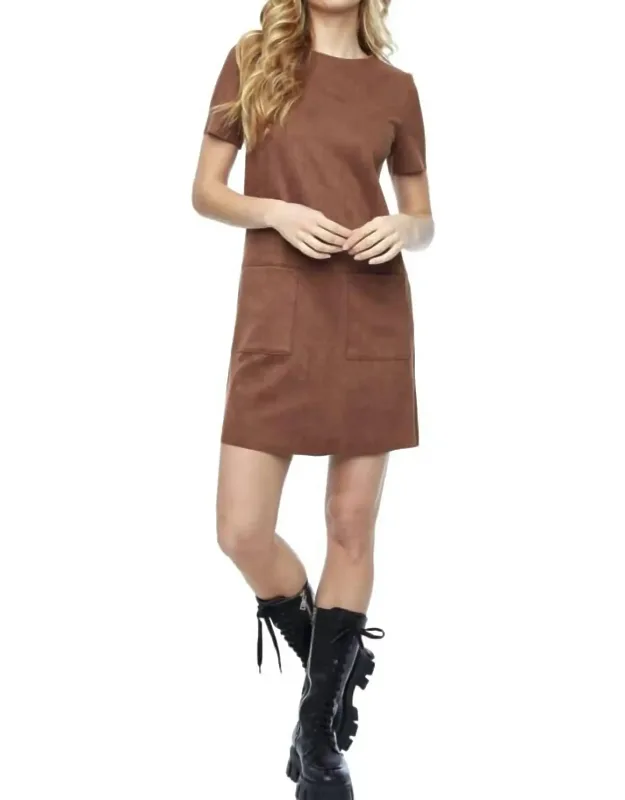 Faux Suede Shift Mini Dress
