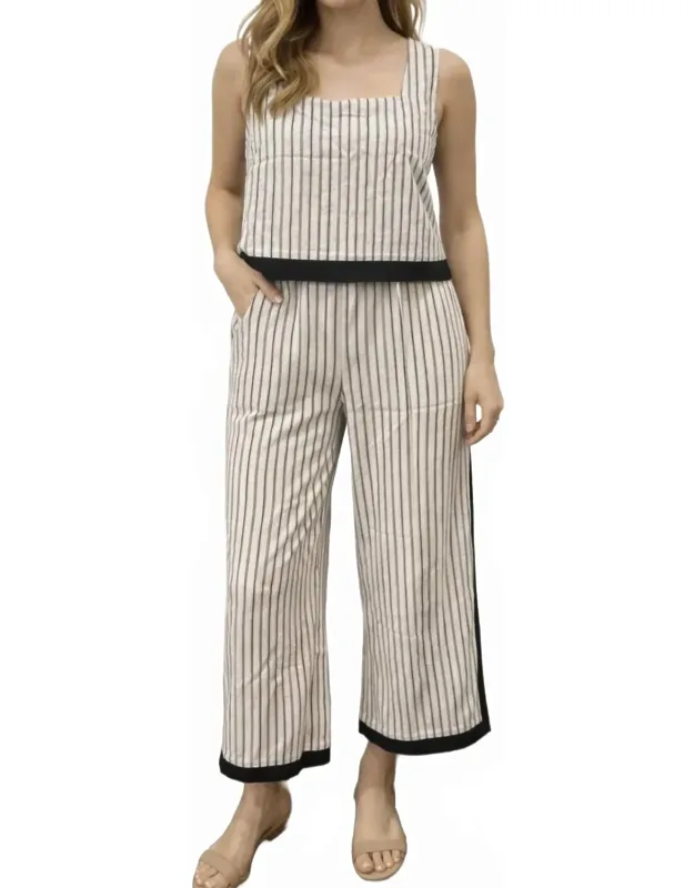 Two Piece Stripe Pants Set