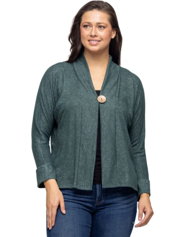Cardigan With Large Coconut Buttons And Cozy Fabric