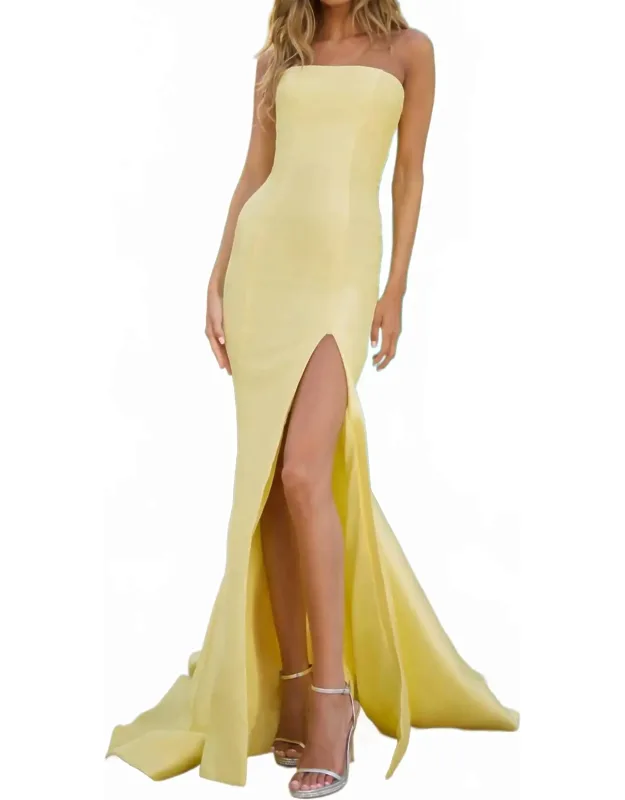 Strapless High Slit Formal Dress