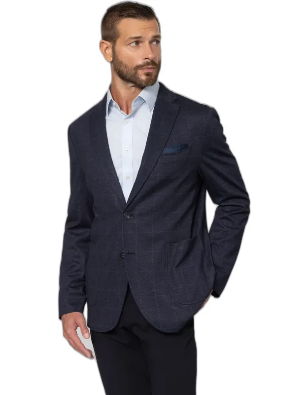 Tailored Fit Windowpane 4-way Stretch Knit Sportcoat