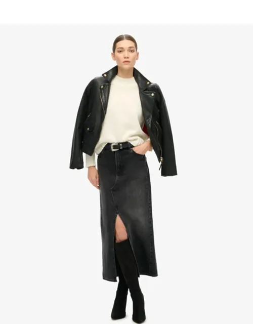 Denim Split Maxi Skirt