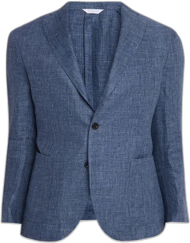 Plaid Linen Denim Blazer