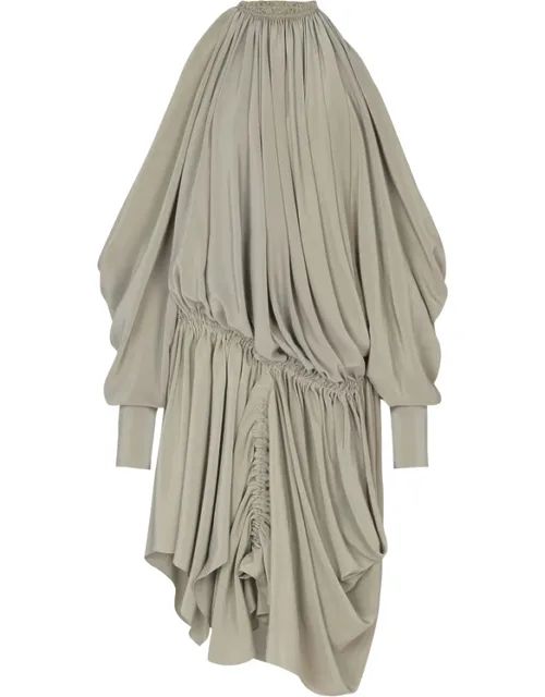 Draped Silk Crepe Mini Dress