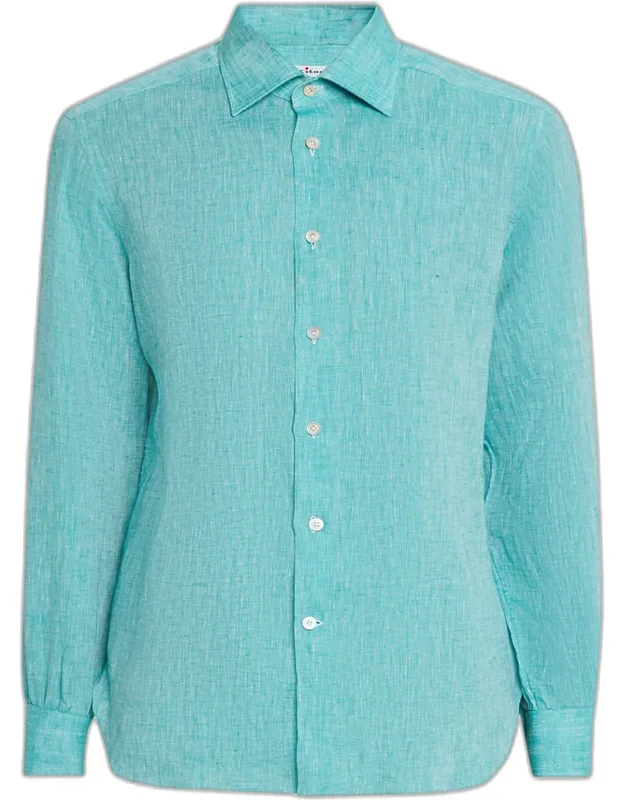 Solid Linen Button-down Shirt