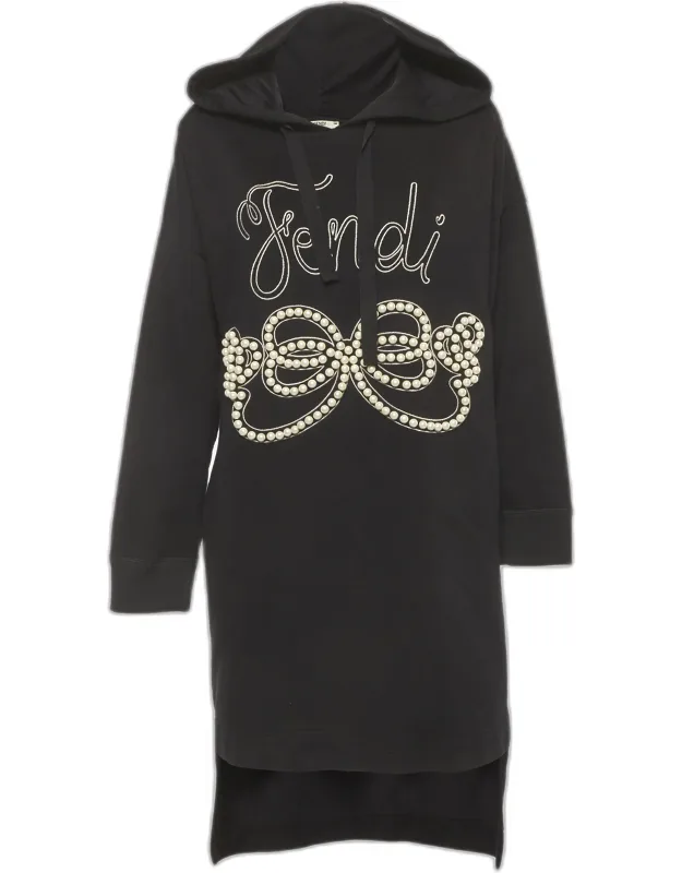 Pearl Embroidered Cotton Hooded Dress