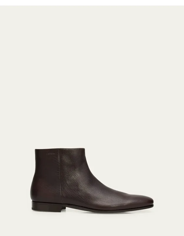 Leather Embossed-logo Zipped Ankle Boots