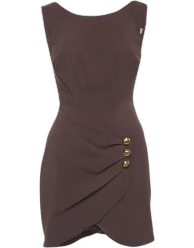 Stretch Crepe Draped Mini Dress