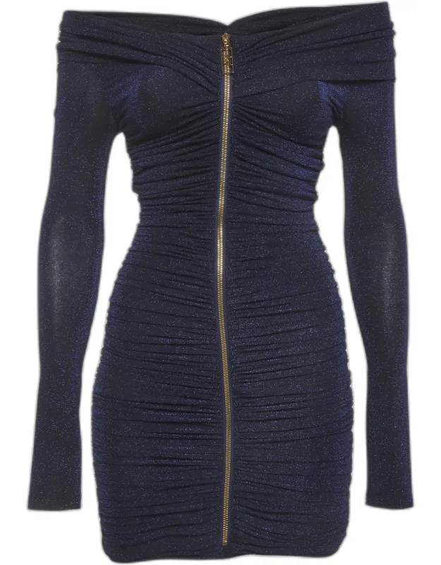 Metallic Jersey Knit Cocktail Mini Dress