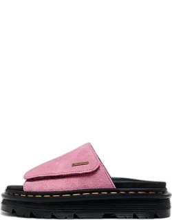 Suede Strap Platform Slide Sandals