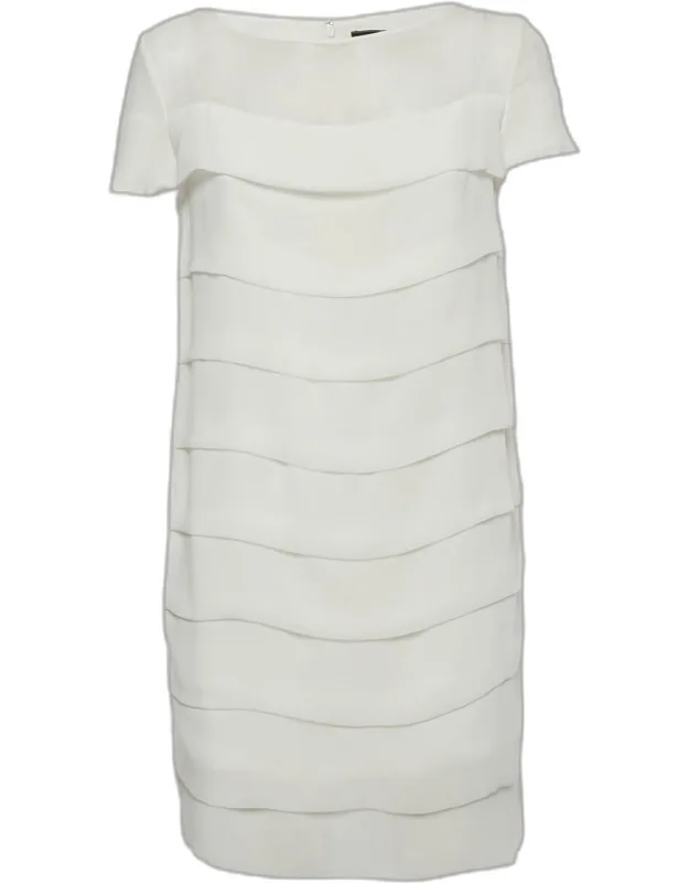 Crepe And Chiffon Tiered Mini Dress