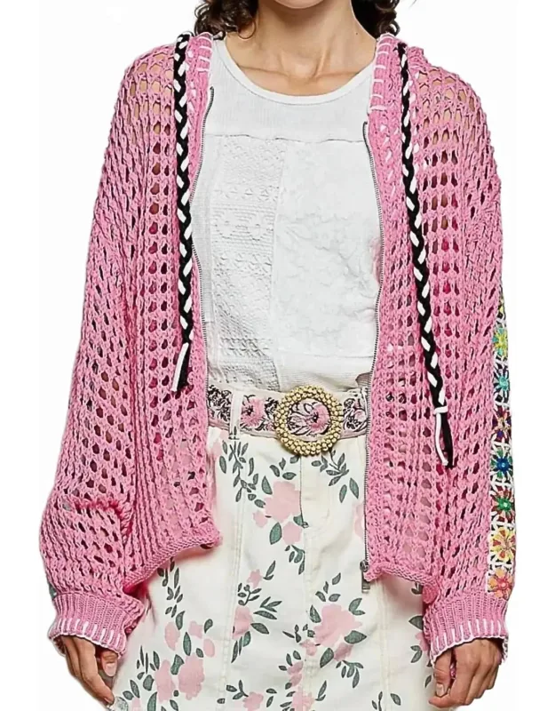 Crochet Zip-up Cardigan Hoodie