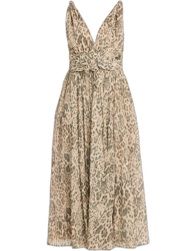 Sleeveless Leopard-print Cotton Dress