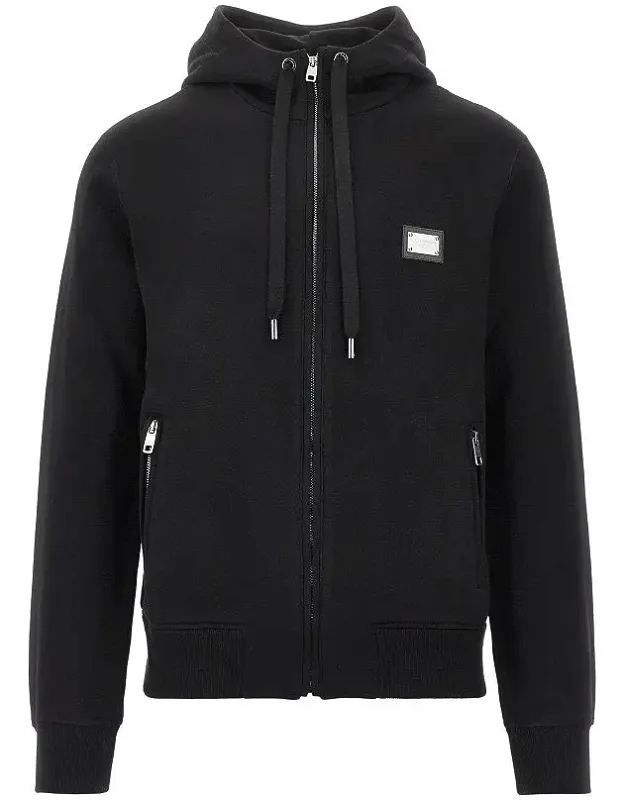 Full-zip Hoodie With Logo Plate