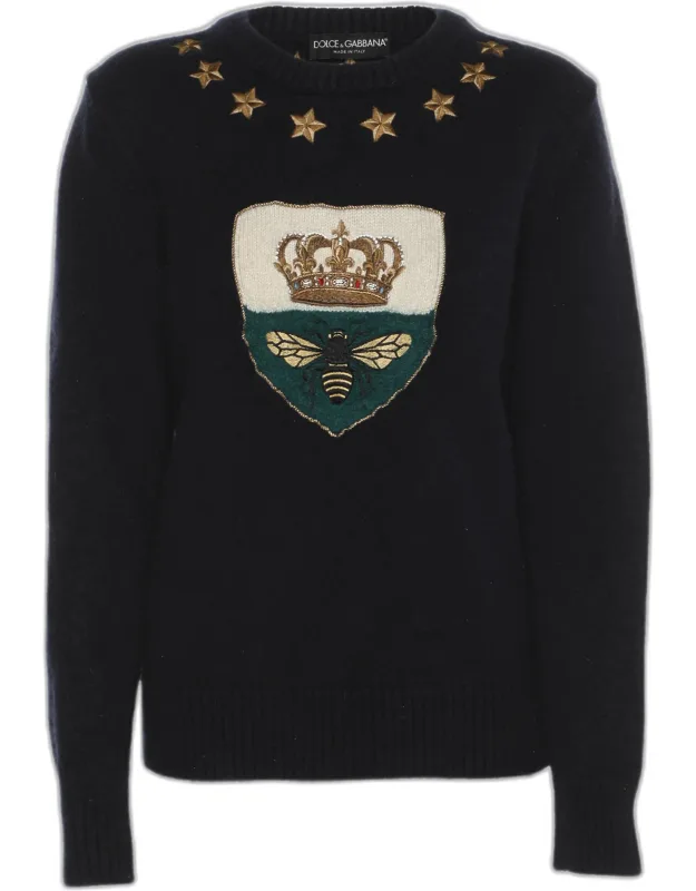 Crown Bee Embroidered Cashmere And Wool Sweater