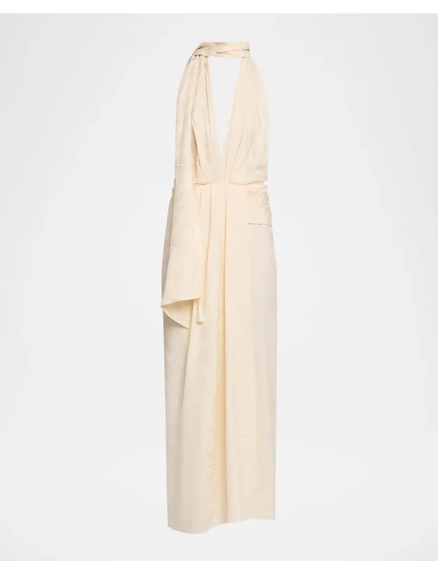 Plunging Halter Maxi Dress