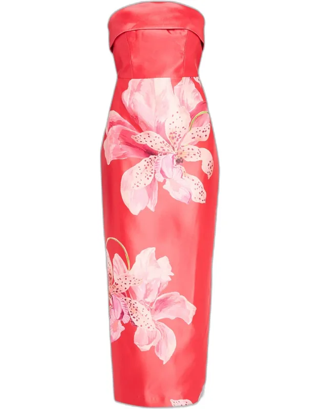 Strapless Floral-print Maxi Dress