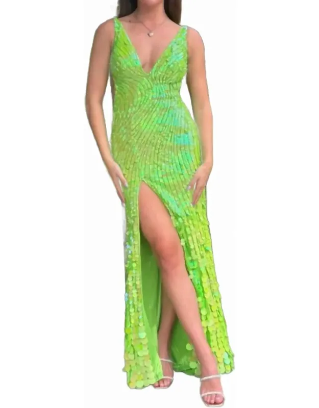 Plunging Neckline Paillettes Dress