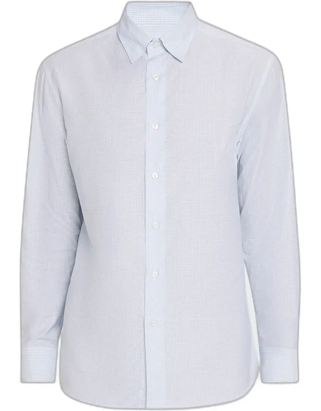 Cotton And Linen Micro-check Sport Shirt