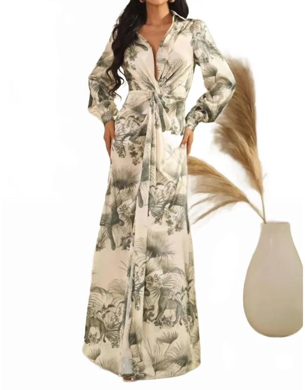 Maxi Dress In Safari Print