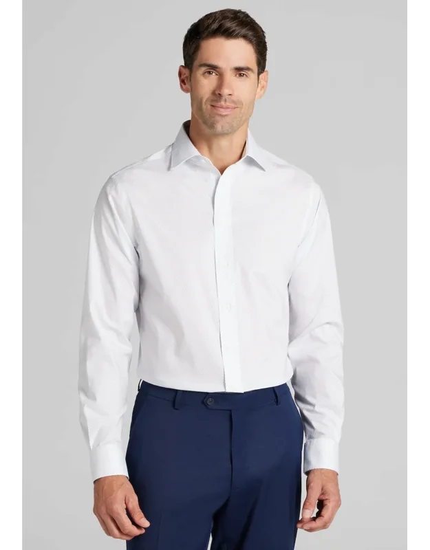 Comfort Stretch Tailored Fit Spread Collar Medallion Dot Dress Shirt