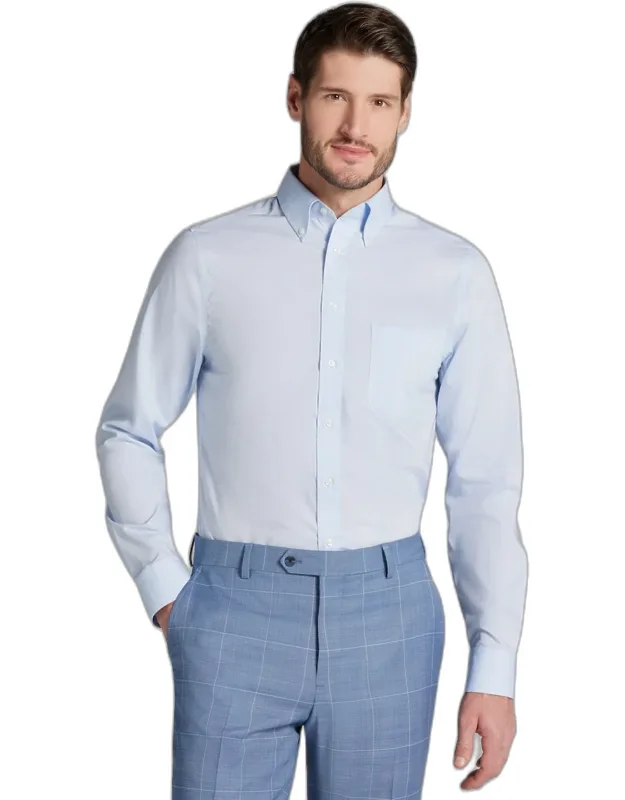 Comfort Stretch Slim Fit Button-down Collar Solid Dress Shirt