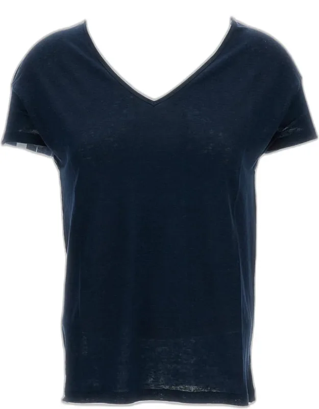 Linen V-neck T-shirt