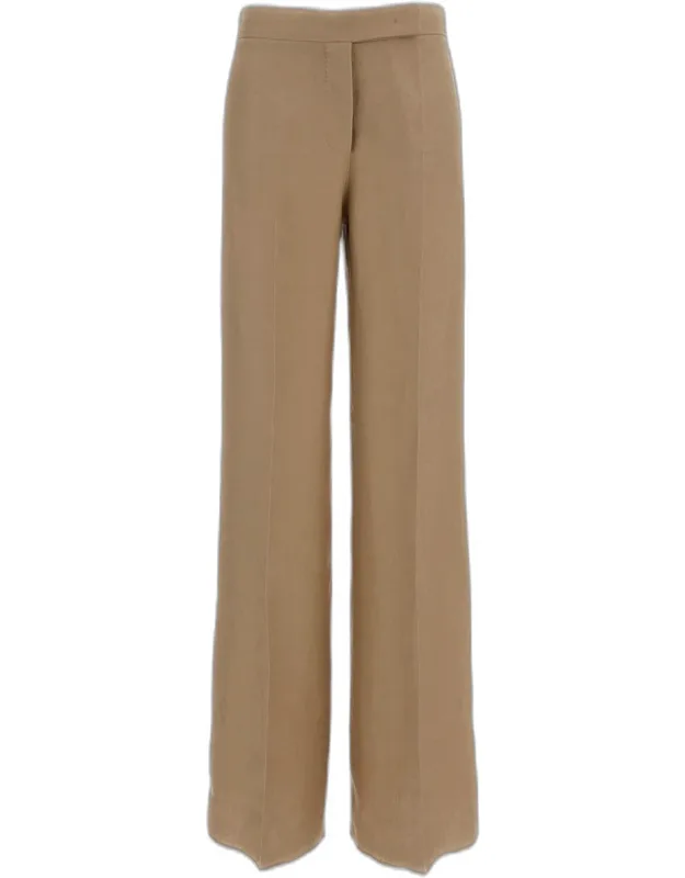 Big Trousers Wide-leg Linen Trousers Regular Fit Pressed Crease