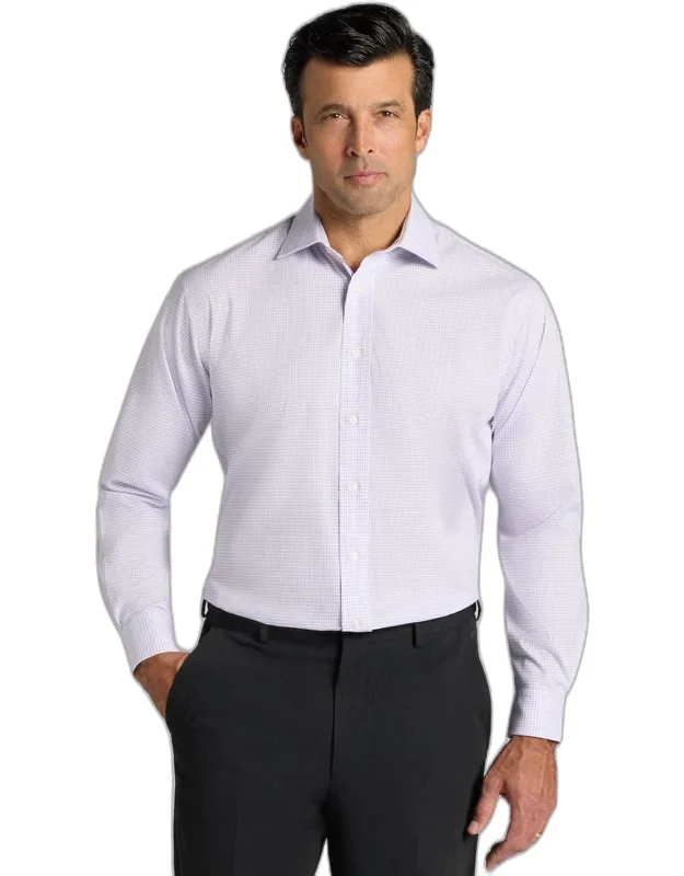 Comfort Stretch Traditional Fit Spread Collar Grid Dress Shirt