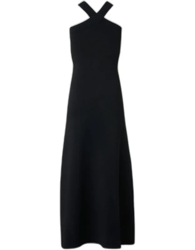 Crisscross Knit Halter Maxi Dress