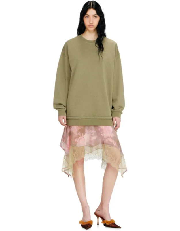 Sweatshirt Dress With Chiffon And Lace Skirt