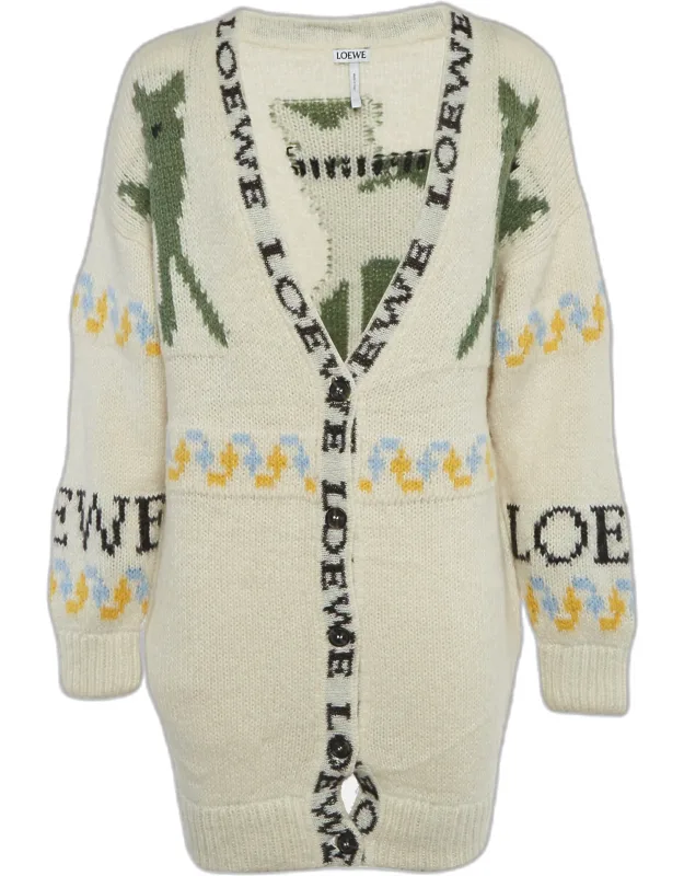Intarsia Wool Knit Cardigan