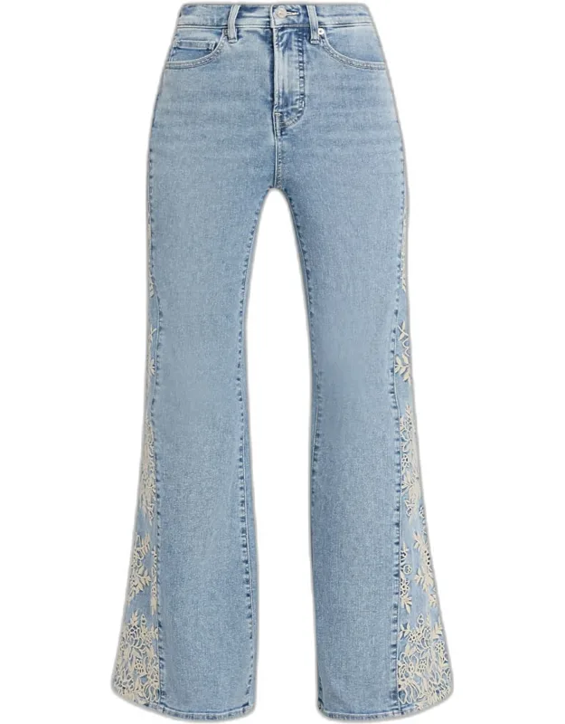 Embroidered High-rise Flare Jeans