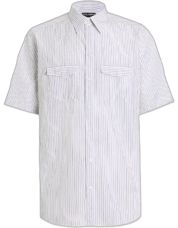 Stripe Cotton Poplin Short-sleeve Shirt
