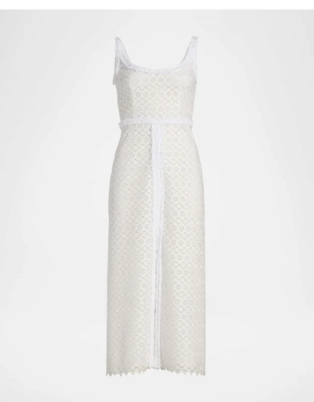 Floral Macramé Sleeveless Midi Dress