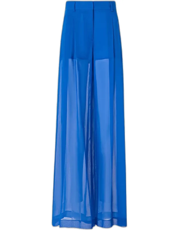 Pleated Silk Organza Wide-leg Pants