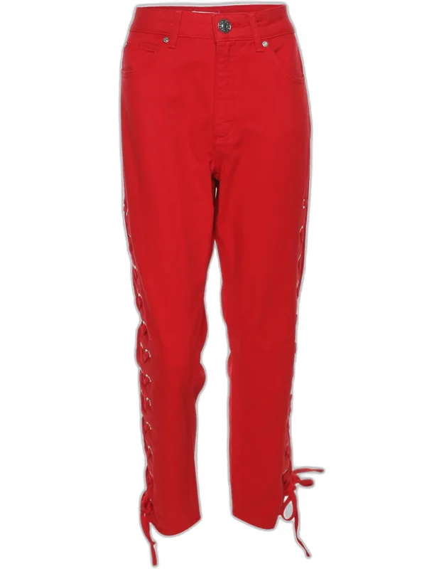Denim Lace-up Details Trousers