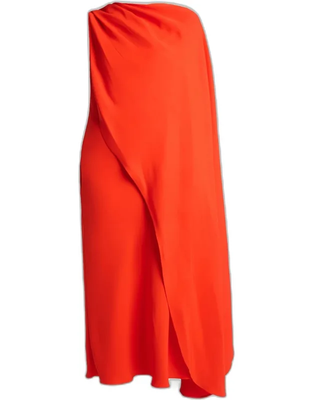 Draped Cape Midi Dress