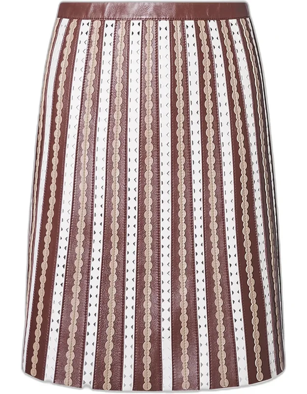 Striped Mixed Media A-line Skirt