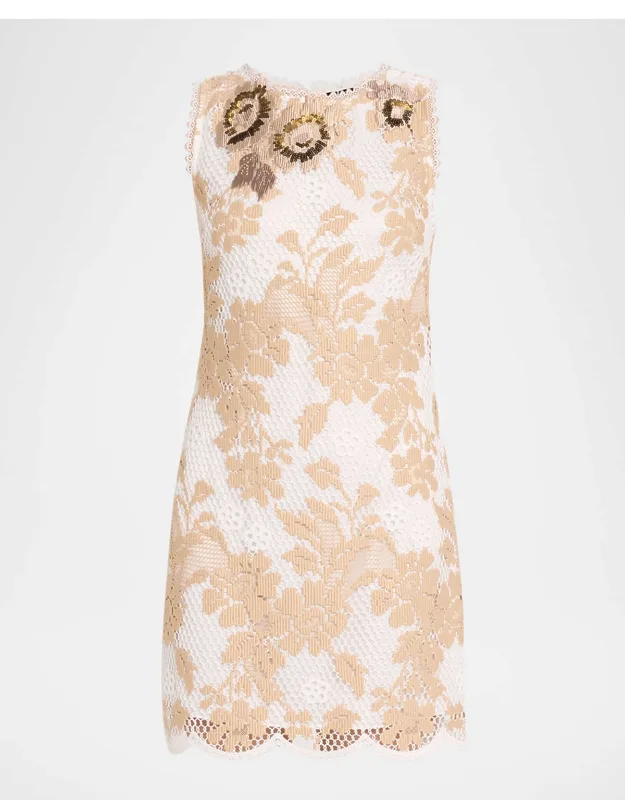 Scalloped Lace Mini Shift Dress