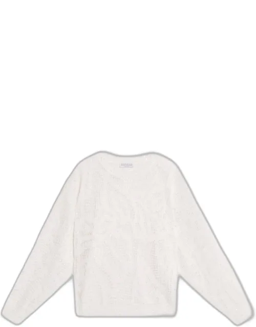 Dazzling Water Lilies Linen-cotton Crewneck Sweater