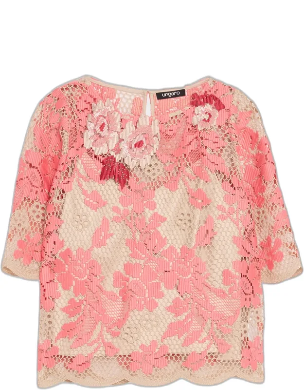 Scalloped Floral Lace Blouse