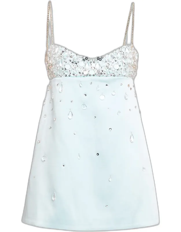 Embellished Satin Mini Dress