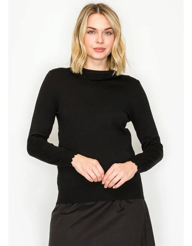 Classic Sweater With Scalloped Edge