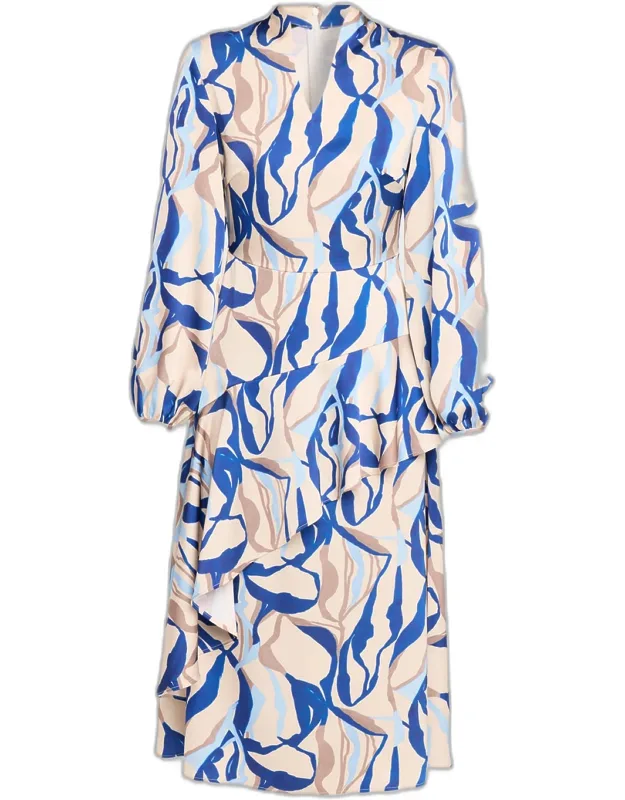 Abstract-print Midi Dress