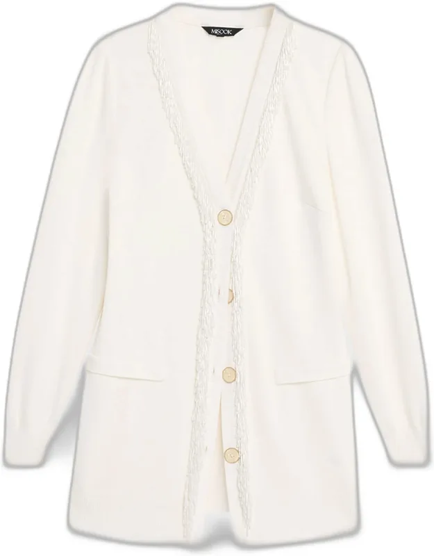 Heritage Bead-trim Flat Knit Cardigan