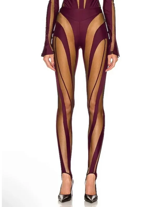 Sheer Spiral Stirrup Leggings