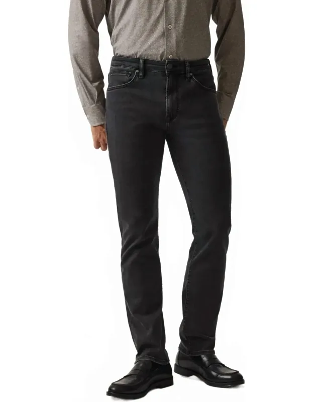 Courage Straight Leg Jeans In Smoke Brushed - Mid-rise, Dark Wash