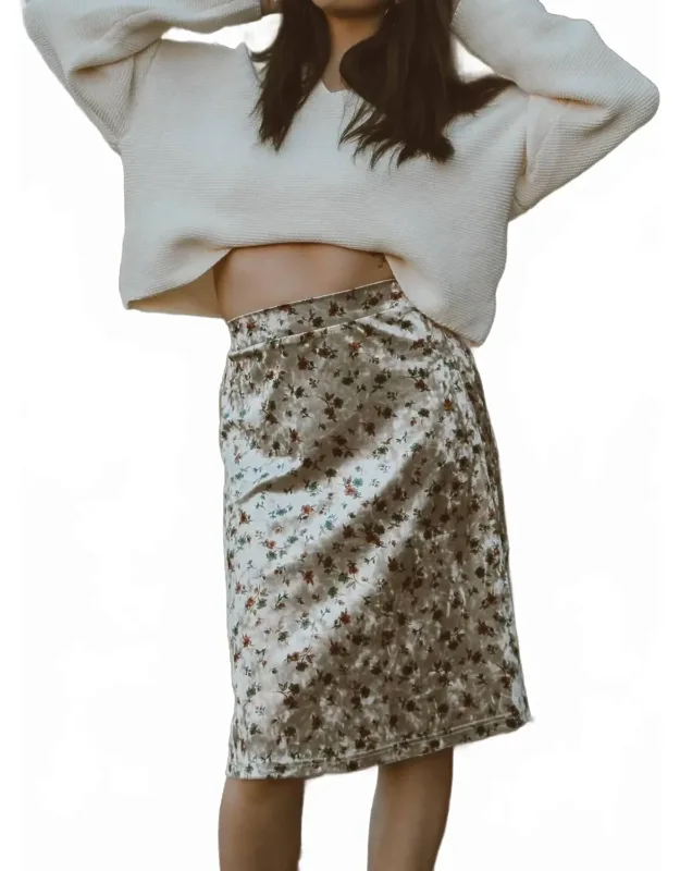 Vintage Garden Velvet Midi Skirt