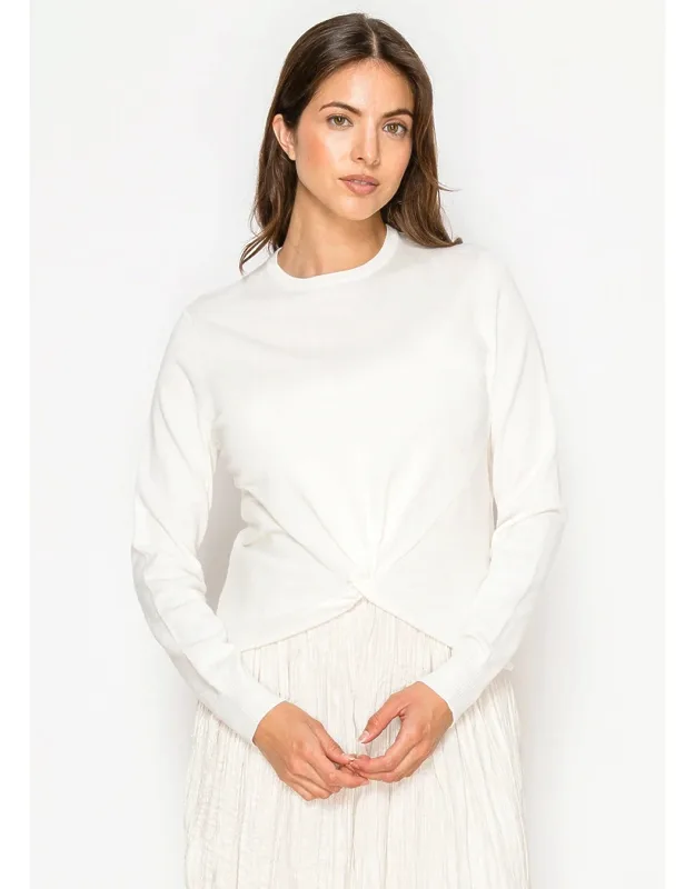 Soft White Knit Sweater With Subtle Twist